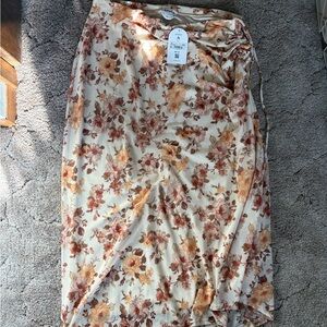 ARULA Floral Skirt in Cream and Brown